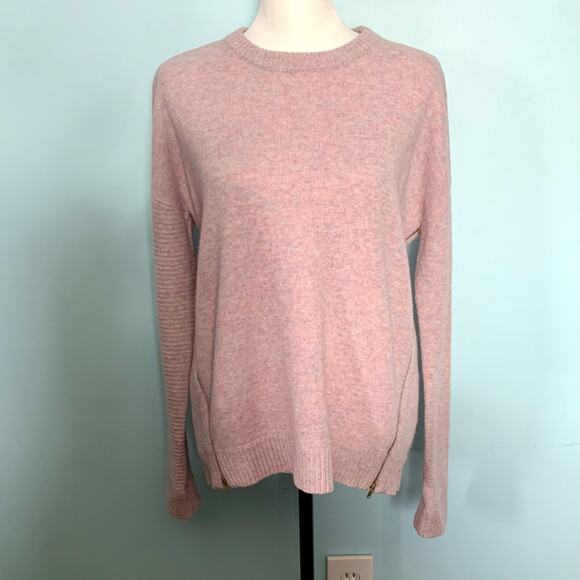 J. Crew Pink & Purple Marbled Lambswool Side Zip Sweater Size Small - Picture 3 of 9